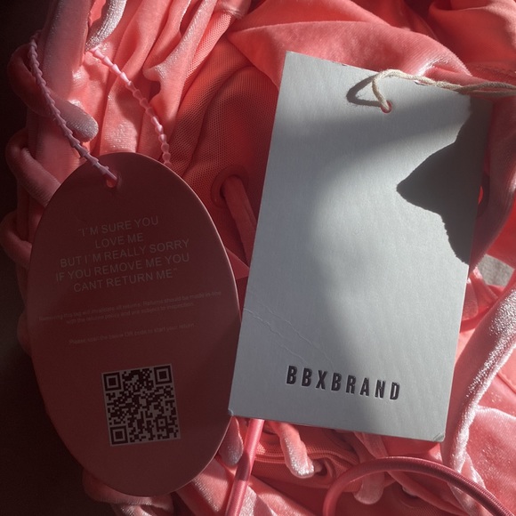 Flamingo Asymmetric Velvet Dress - Picture 2 of 4